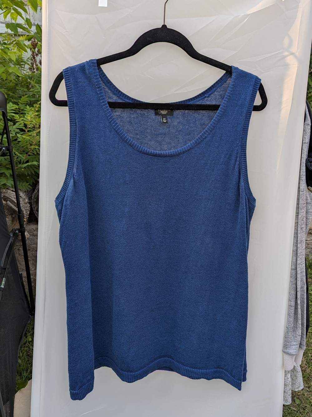 Coastal Grandmother Linen Blend Knit Tank Top Sleeveless Shell Plus Breathable
